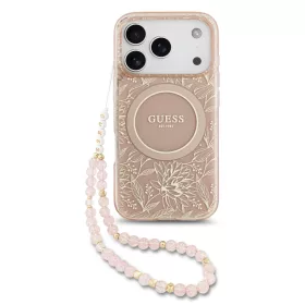  Guess IML Flowers Allover Strap MagSafe tok, iPhone 17 Pro Max - rózsaszín -