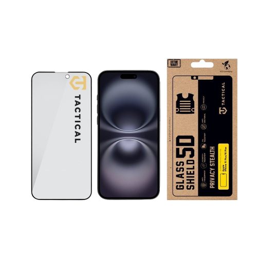 Tactical Glass Shield Privacy Stealth 5D üvegfólia, iPhone 15 Plus - fekete