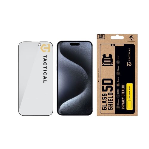 Tactical Glass Shield Privacy Stealth 5D üvegfólia, iPhone 15 Pro - fekete