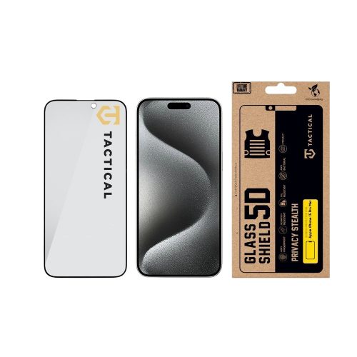 Tactical Glass Shield Privacy Stealth 5D üvegfólia, iPhone 15 Pro Max - fekete