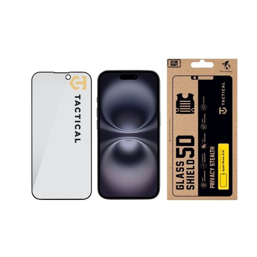 Tactical Glass Shield Privacy Stealth 5D üvegfólia, iPhone 15 - fekete