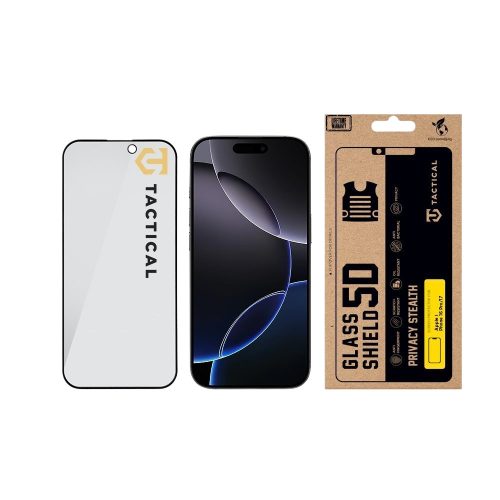 Tactical Glass Shield Privacy Stealth 5D üvegfólia, iPhone 16 Pro - fekete