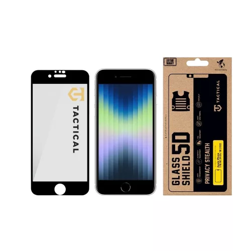 Tactical Glass Shield Privacy Stealth 5D üvegfólia, iPhone 7/8/SE 2020/SE 2022 - fekete