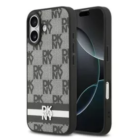 DKNY Pu Leather Checkered Pattern And Stripe tok, iPhone 17
