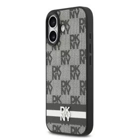 DKNY Pu Leather Checkered Pattern And Stripe tok, iPhone 17