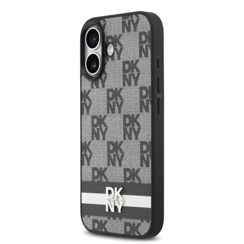 DKNY Pu Leather Checkered Pattern And Stripe tok, iPhone 17