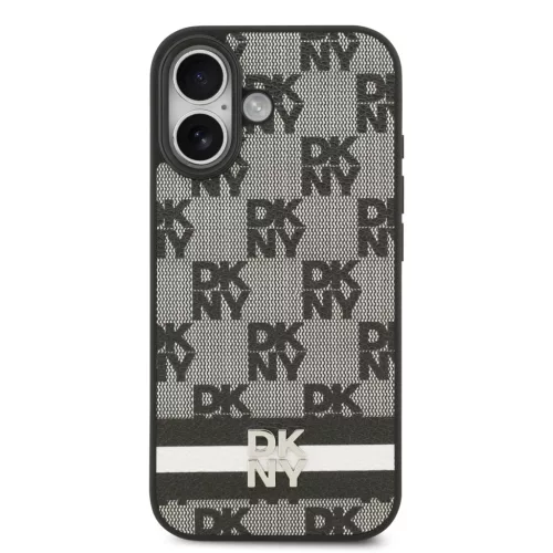 DKNY Pu Leather Checkered Pattern And Stripe tok, iPhone 17
