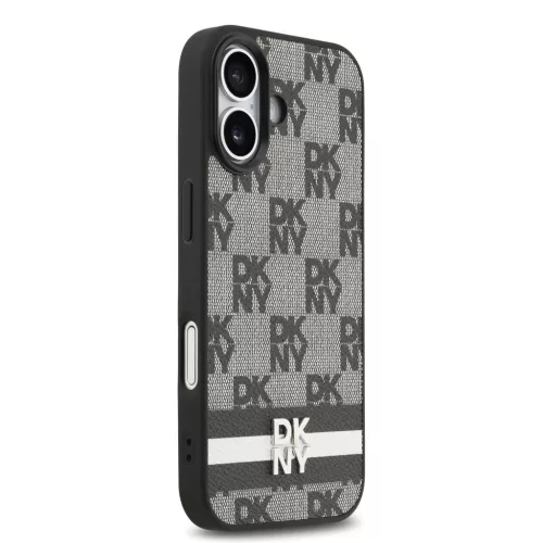 DKNY Pu Leather Checkered Pattern And Stripe tok, iPhone 17