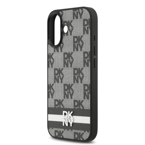 DKNY Pu Leather Checkered Pattern And Stripe tok, iPhone 17
