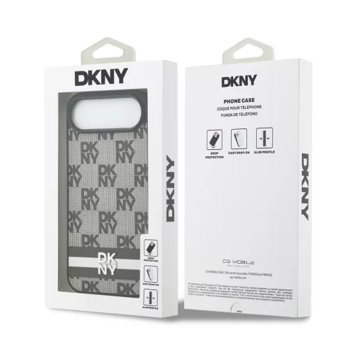DKNY Pu Leather Checkered Pattern And Stripe tok, iPhone Air