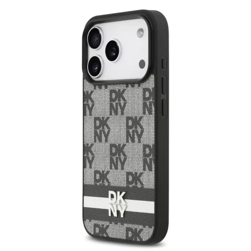 DKNY Pu Leather Checkered Pattern And Stripe tok, iPhone 17 Pro