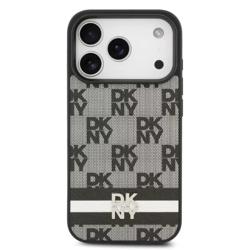 DKNY Pu Leather Checkered Pattern And Stripe tok, iPhone 17 Pro