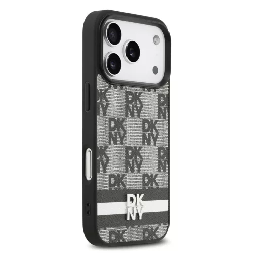 DKNY Pu Leather Checkered Pattern And Stripe tok, iPhone 17 Pro