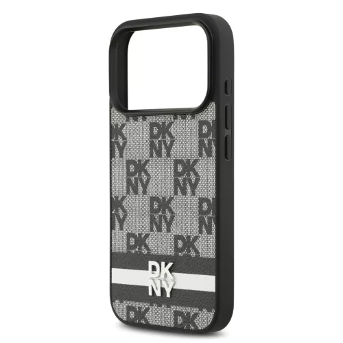 DKNY Pu Leather Checkered Pattern And Stripe tok, iPhone 17 Pro