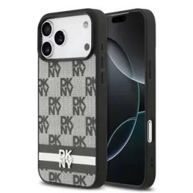   DKNY Pu Leather Checkered Pattern And Stripe tok, iPhone 17 Pro Max