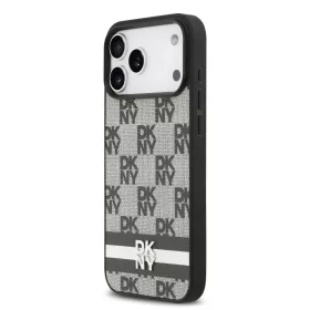  DKNY Pu Leather Checkered Pattern And Stripe tok, iPhone 17 Pro Max