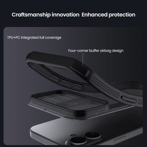 Nillkin CamShield PRO tok Apple iPhone 17 készülékhez – Átlátszó fekete