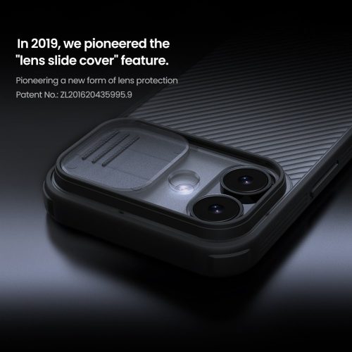 Nillkin CamShield PRO tok Apple iPhone 17 készülékhez – Átlátszó fekete