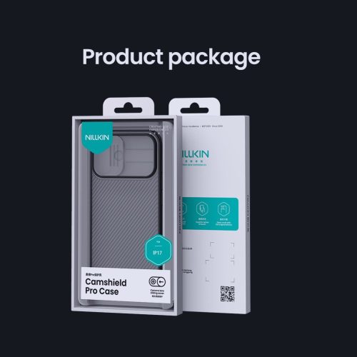 Nillkin CamShield PRO tok Apple iPhone 17 készülékhez – Átlátszó fekete