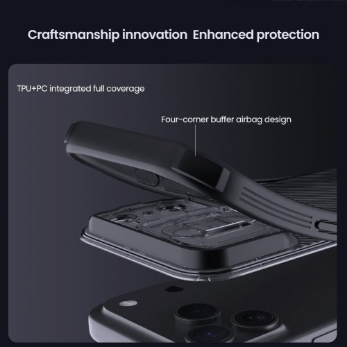 Nillkin CamShield PRO tok Apple iPhone 17 Pro készülékhez – Átlátszó fekete