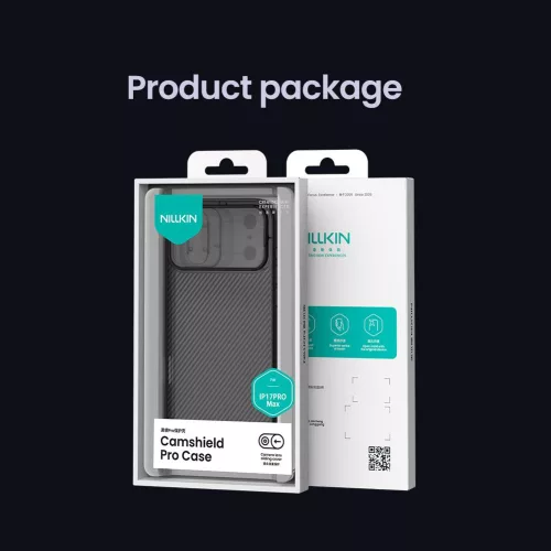 Nillkin CamShield PRO tok Apple iPhone 17 Pro Max / 18 Pro Max készülékhez – Átlátszó fekete
