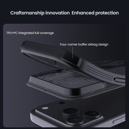 Nillkin CamShield PRO Magnetic tok Apple iPhone 17 Pro készülékhez – Átlátszó fekete