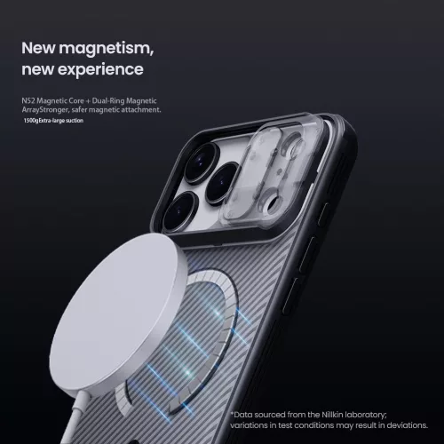 Nillkin CamShield PRO Magnetic tok Apple iPhone 17 Pro Max / 18 Pro Max készülékhez – Átlátszó fekete