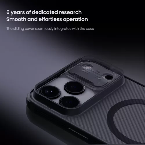 Nillkin CamShield PRO Magnetic tok Apple iPhone 17 Pro Max / 18 Pro Max készülékhez – Átlátszó fekete