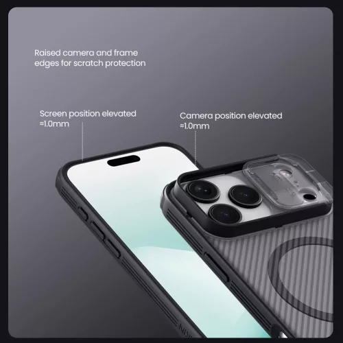 Nillkin CamShield PRO Magnetic tok Apple iPhone 17 Pro Max / 18 Pro Max készülékhez – Átlátszó fekete