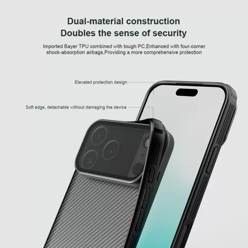 Nillkin CamShield Prop tok Apple iPhone 17 Pro Max / 18 Pro Max készülékhez – Átlátszó fekete
