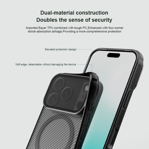Nillkin CamShield Prop Magnetic tok Apple iPhone 17 Pro készülékhez – Átlátszó fekete