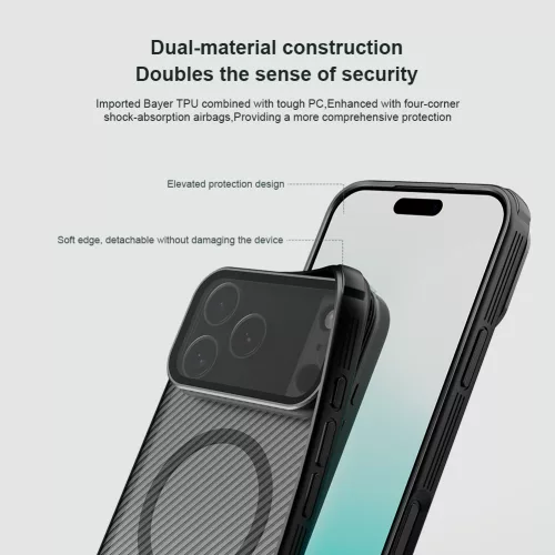 Nillkin CamShield Prop Magnetic tok Apple iPhone 17 Pro Max / 18 Pro Max készülékhez – Átlátszó fekete