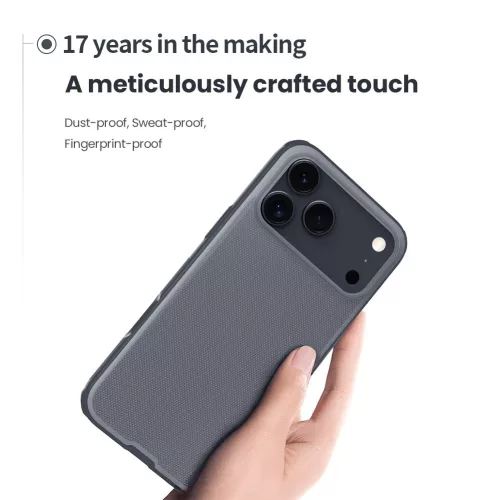 Nillkin Super Frosted PRO tok Apple iPhone 17 Pro Max / 18 Pro Max készülékhez – Átlátszó fekete