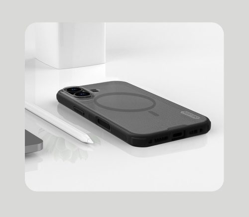Nillkin Super Frosted PRO Magnetic tok Apple iPhone 17 készülékhez – Átlátszó fekete