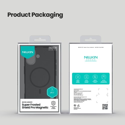 Nillkin Super Frosted PRO Magnetic tok Apple iPhone 17 készülékhez – Átlátszó fekete