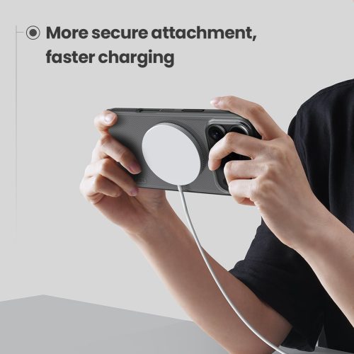 Nillkin Super Frosted PRO Magnetic tok Apple iPhone 17 Pro készülékhez – Átlátszó fekete