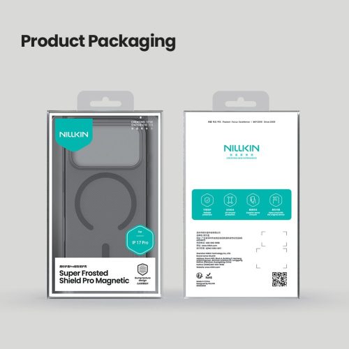 Nillkin Super Frosted PRO Magnetic tok Apple iPhone 17 Pro készülékhez – Átlátszó fekete