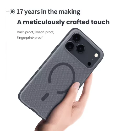 Nillkin Super Frosted PRO Magnetic tok Apple iPhone 17 Pro Max / 18 Pro Max készülékhez – Átlátszó fekete
