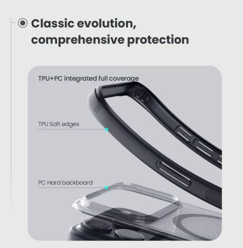 Nillkin Super Frosted PRO Magnetic tok Apple iPhone 17 Pro Max / 18 Pro Max készülékhez – Átlátszó fekete