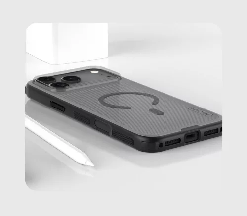 Nillkin Super Frosted PRO Magnetic tok Apple iPhone 17 Pro Max / 18 Pro Max készülékhez – Átlátszó fekete