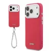 DKNY Pu Leather Metal Logo Wrist Chain MagSafe tok, iPhone 17 Pro