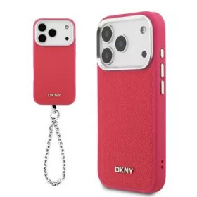   DKNY Pu Leather Metal Logo Wrist Chain MagSafe tok, iPhone 17 Pro