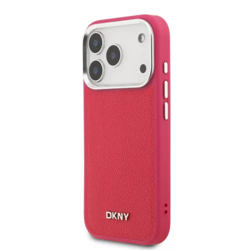 DKNY Pu Leather Metal Logo Wrist Chain MagSafe tok, iPhone 17 Pro