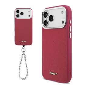   DKNY Pu Leather Metal Logo Wrist Chain MagSafe tok, iPhone 17 Pro Max