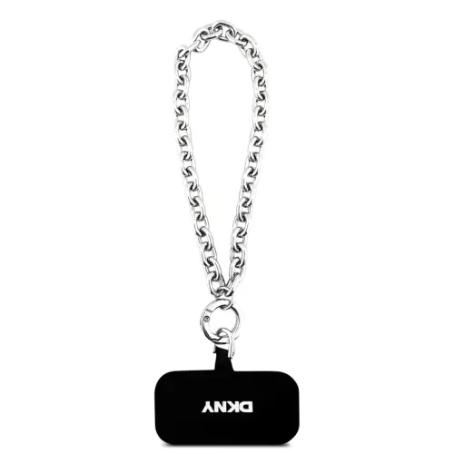 DKNY Pu Leather Metal Logo Wrist Chain MagSafe tok, iPhone 17 Pro Max