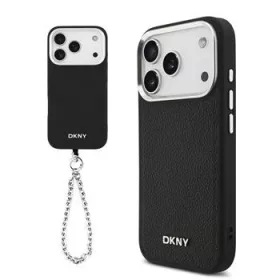   DKNY Pu Leather Metal Logo Wrist Chain MagSafe tok, iPhone 17 Pro