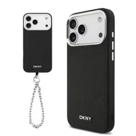   DKNY Pu Leather Metal Logo Wrist Chain MagSafe tok, iPhone 17 Pro Max
