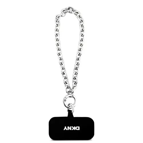 DKNY Pu Leather Metal Logo Wrist Chain MagSafe tok, iPhone 17 Pro Max