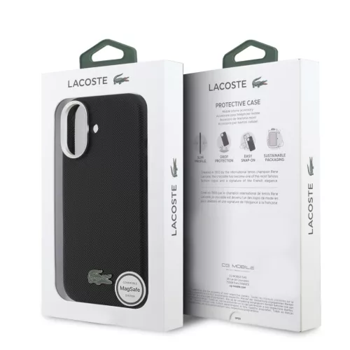 Lacoste Iconic Petit Pique Metal Logo MagSafe tok iPhone 17 fekete tok