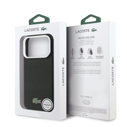 Lacoste Iconic Petit Pique Metal Logo MagSafe tok iPhone 17 Pro fekete tok
